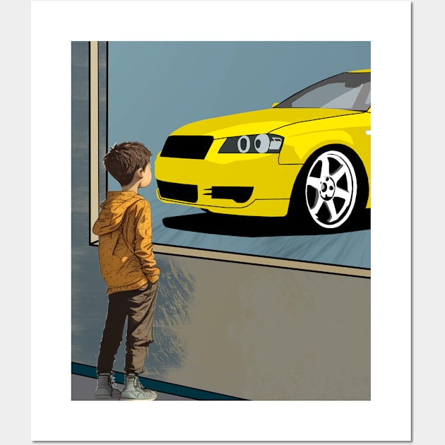 Yellow Audi a3 Kids Dream Wall Art by Rebellion Store